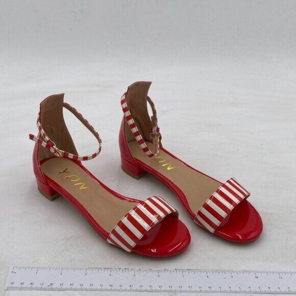 YDN Womens Chic Block Low Heel Sandals Open Toe Ankle Strap Patent Comfortable - Picture 1 of 7